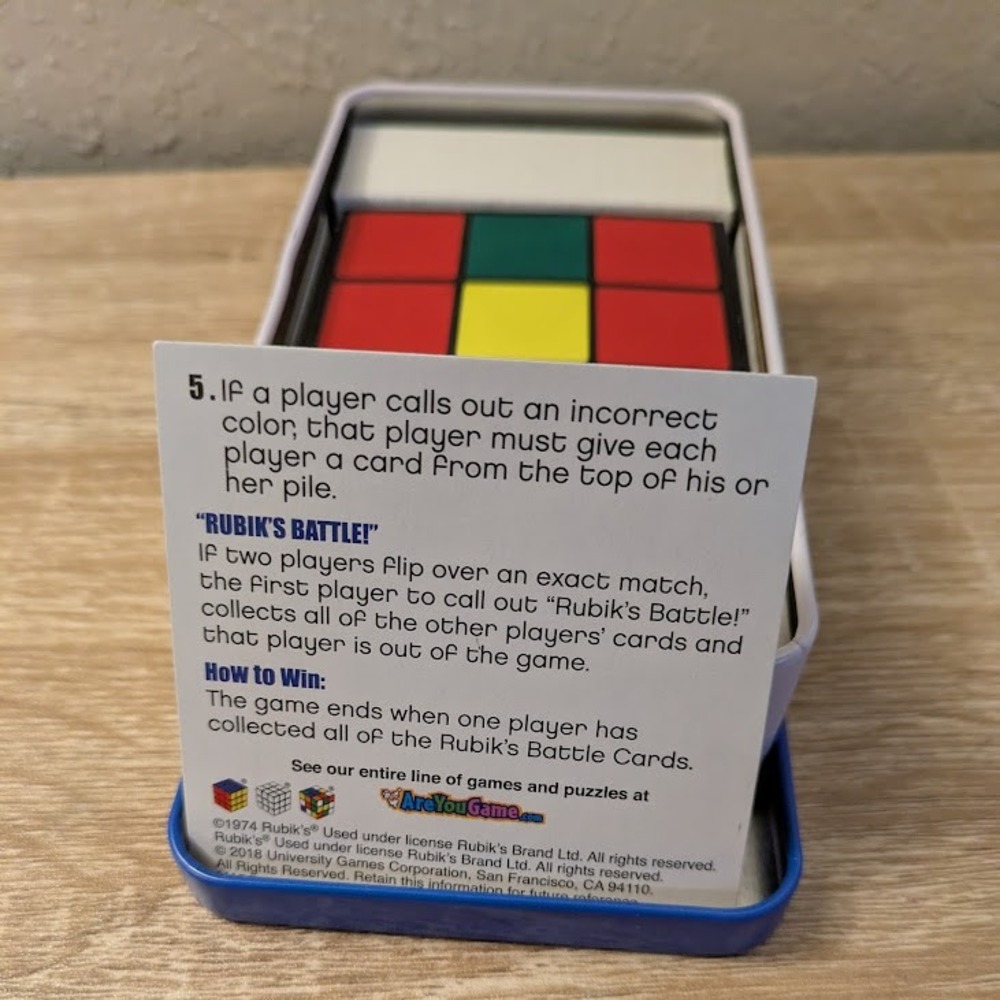 Rubiks Battle Card Game in Collector Tin University Games 2-6 Players Ages 7+ - Picture 9 of 14